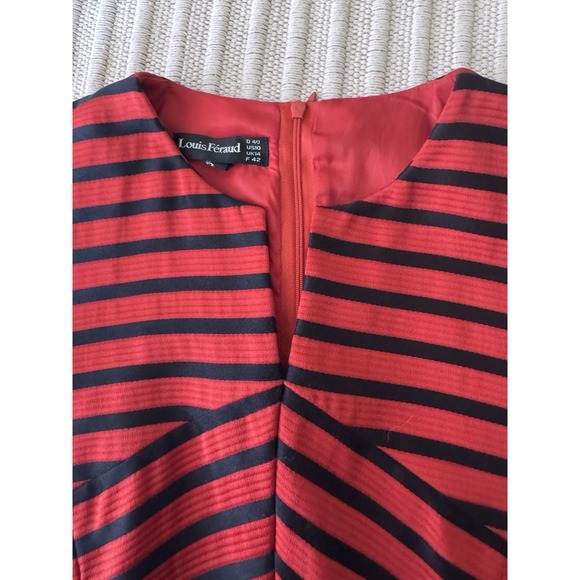 Louis Feraud Vintage Women's Sheath Short‎ Sleeve Red and Black Dress Size 10 - Picture 6 of 10